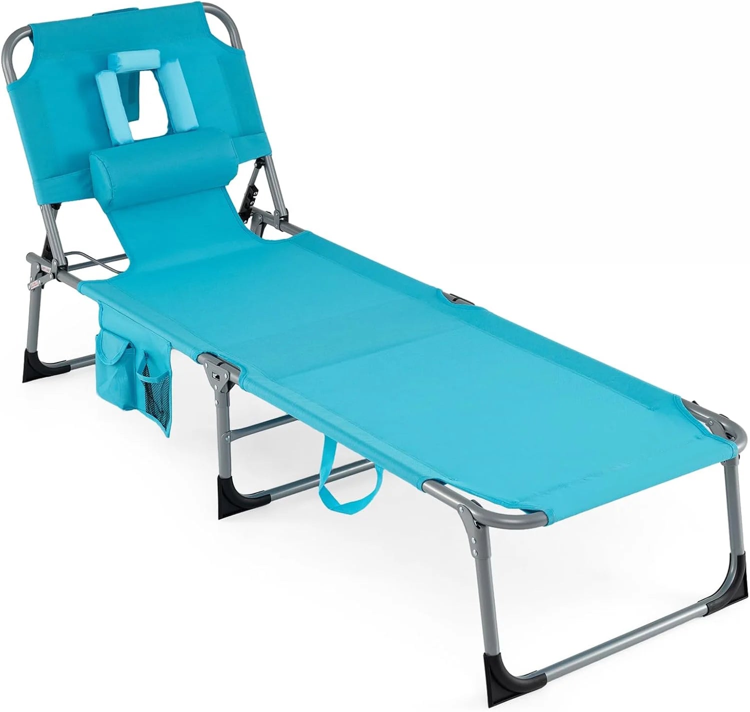 Lumi Discount Tanning Chair with Face Hole, Folding Beach Lounge Chair with 4-Position Adjustable Backrest, Camping (1 - Image 7