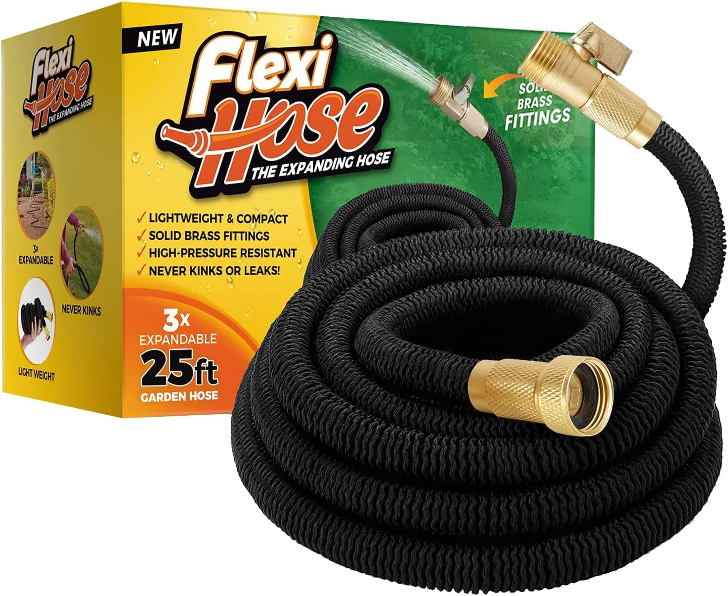Lumi Discount Flexi Hose Lightweight Expandable Garden Hose, 100FT -Retractable Garden Hose, 3/4 Inch Solid Brass Fittings and Double - Image 4