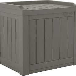 Lumi Discount Outdoor Storage Box " 22 Gallon Stone Gray Resin Outdoor Deck Box with Seat
