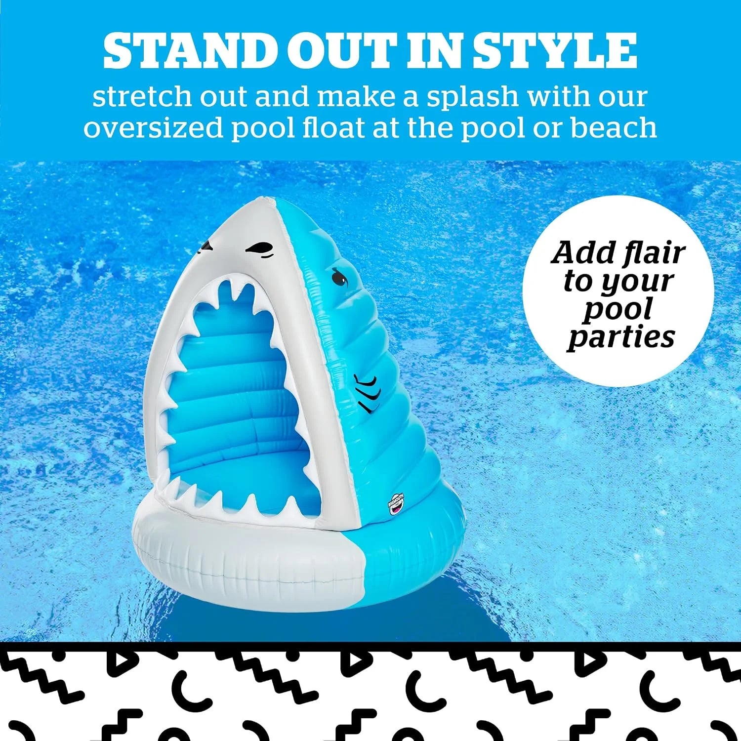 Lumi Discount Shark Inflatable Pool Float, Large Novelty Lounge Raft - Image 2