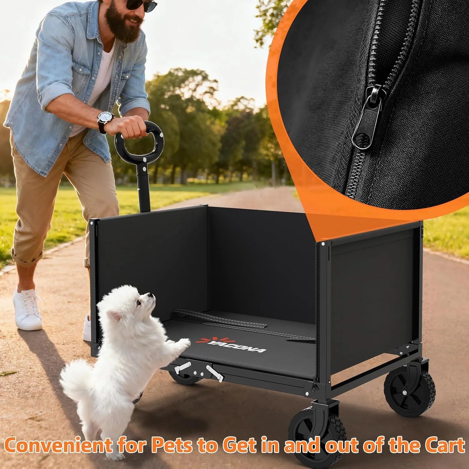 Lumi Discount 3 in 1 Wagons Carts Foldable with 360LBS Capacity, 120L Heavy Duty Collapsible Wagon, Utility Wagon Cart with Wheels for Grocery - Image 3