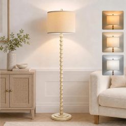 Alternative view of Discount Farmhouse Floor Lamp, 3-Color Temperature, Rotary Switch, Rustic Resin Tall Lamps for Living Room