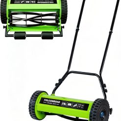 Discount 14-Inch 4-Blade Push Reel Lawn Mower, Manual Reel Push Mower, Walk-Behind Lawn Mowers, 5-Position Cutting – For Lawn Care
