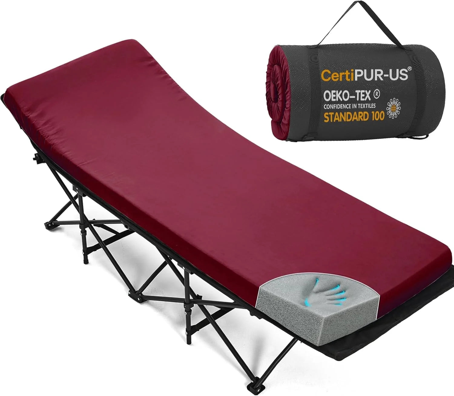 Discount CYMULA Camping Cot Pad 2 Inch Memory Foam, Camping Pad for Folding Cot and Foldable Cot, Portable Roll Up Camp Gear - Image 10