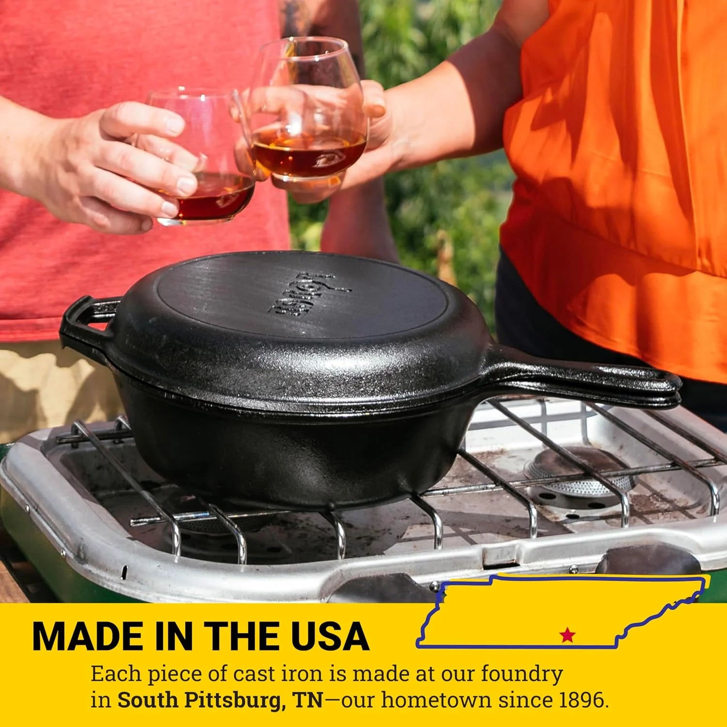 Lumi Discount Cast Iron Combo Cooker, PFAS-Free 2-in-1 3.2 Quart Deep Pot and 10.25 Inch Skillet Set - Image 8
