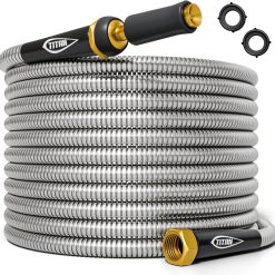 Lumi Discount Garden Hose 100FT, 304 Stainless Steel Metal Water Hose, 500 PSI