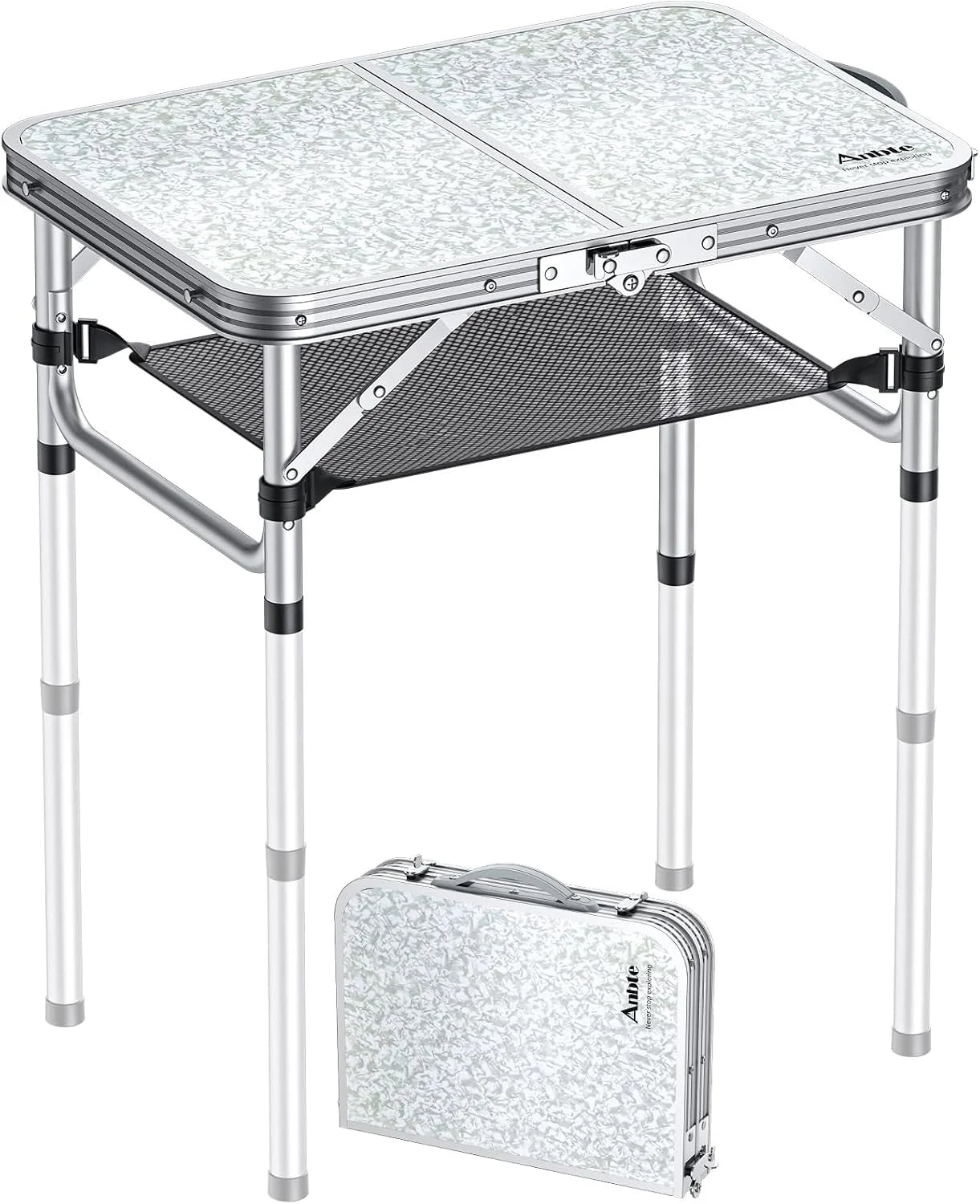 Lumi Discount Folding Camping Table, 24X 16 Adjustable Height Small Folding Table