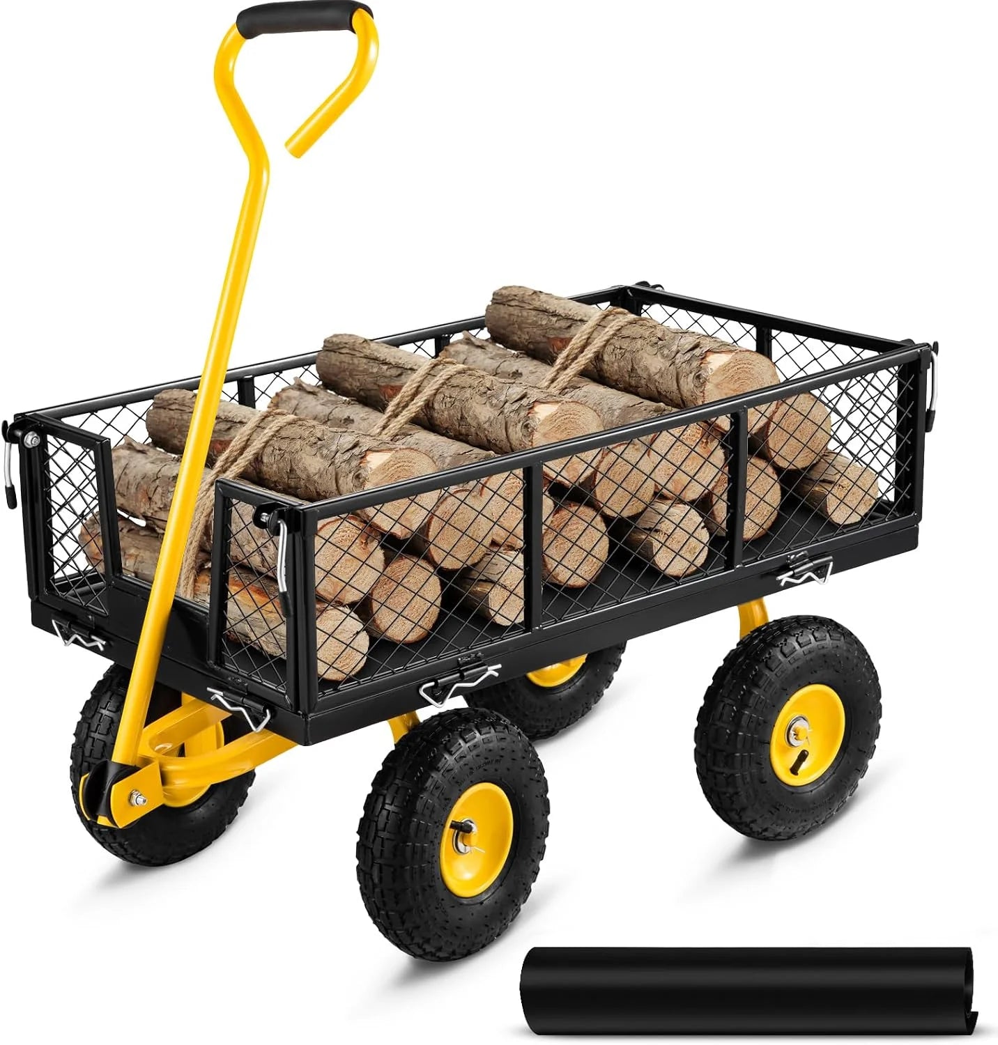 Discount VEVOR 500 LBS Steel Garden Cart with Work Seat, Heavy Duty Garden Wagon Cart on Wheels