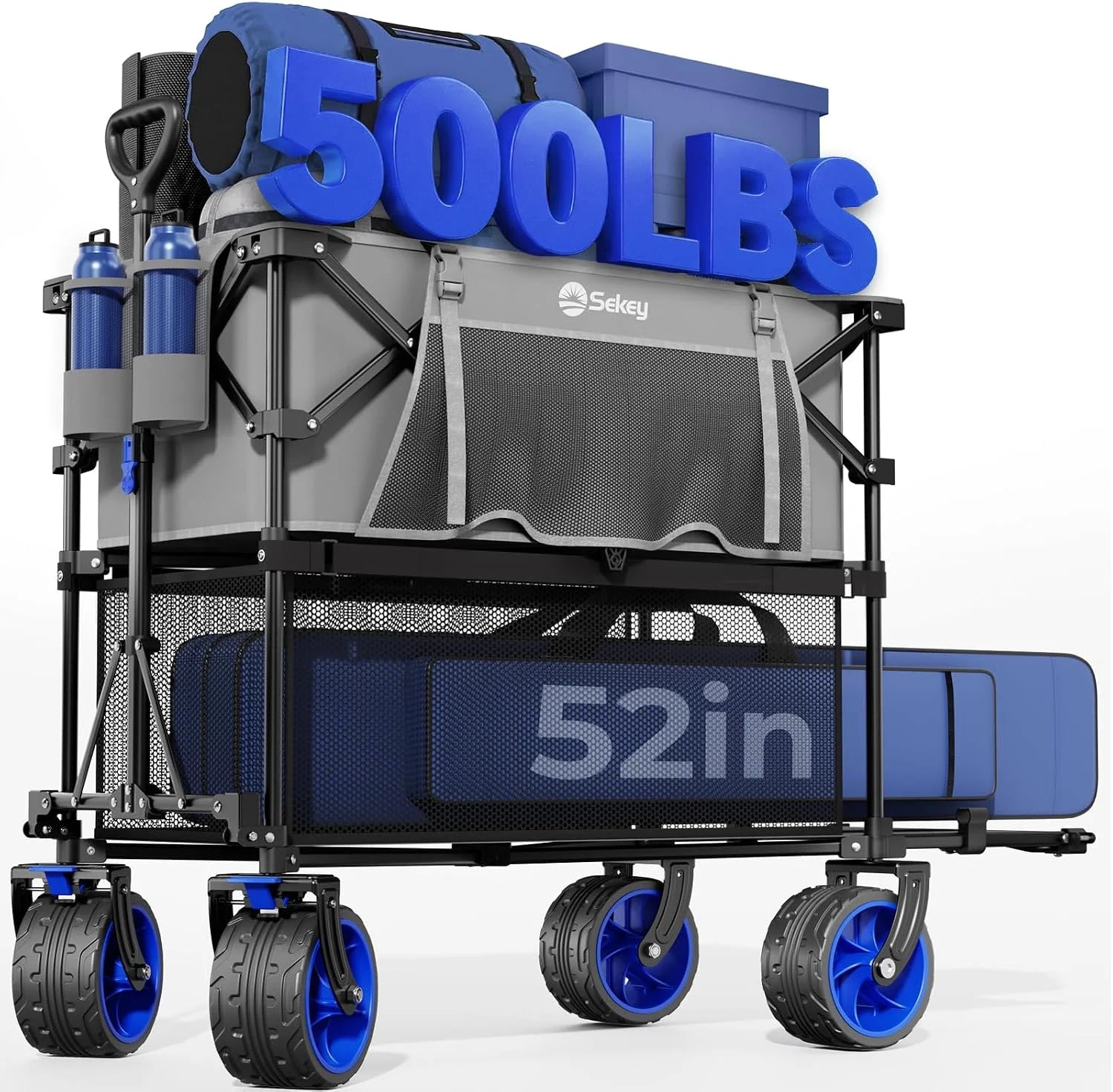 Lumi Discount Sekey 500LBS Heavy Duty Double Decker Wagon with Extender, 400L Large Capacity Collapsible Garden Cart Fits 10x10 Canopy - Image 3