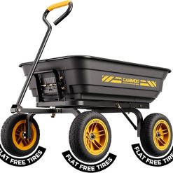 Discount 10-in NO-FLAT TIRES 600lb Heavy-Duty Garden Dump Cart 4 Cu.Ft. Utility Wagon with Quick-Release Dumping & Prime