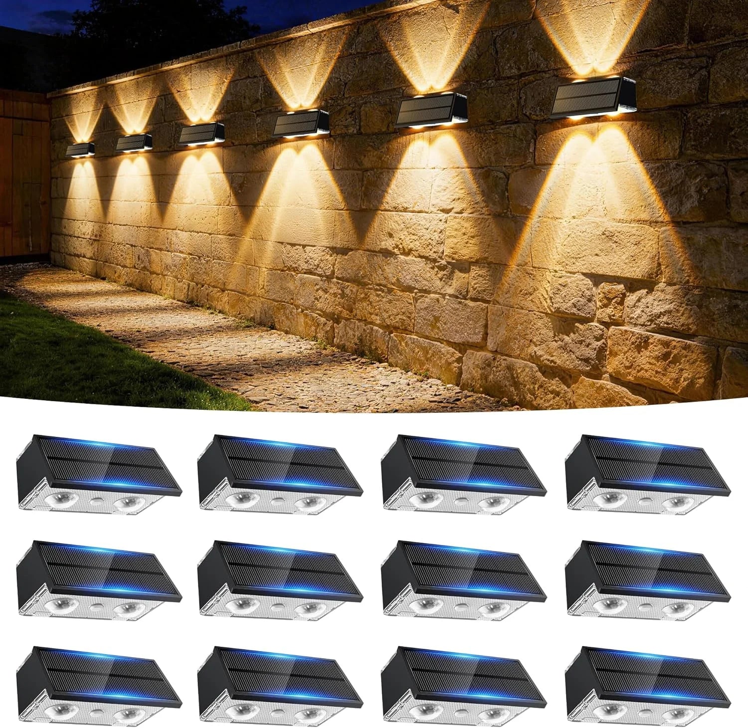 Lumi Discount Toeuie Solar Fence Lights Outdoor, 10 Pack 100LM Fence Lights Solar Powered Waterproof, 9 Color Modes - Image 7