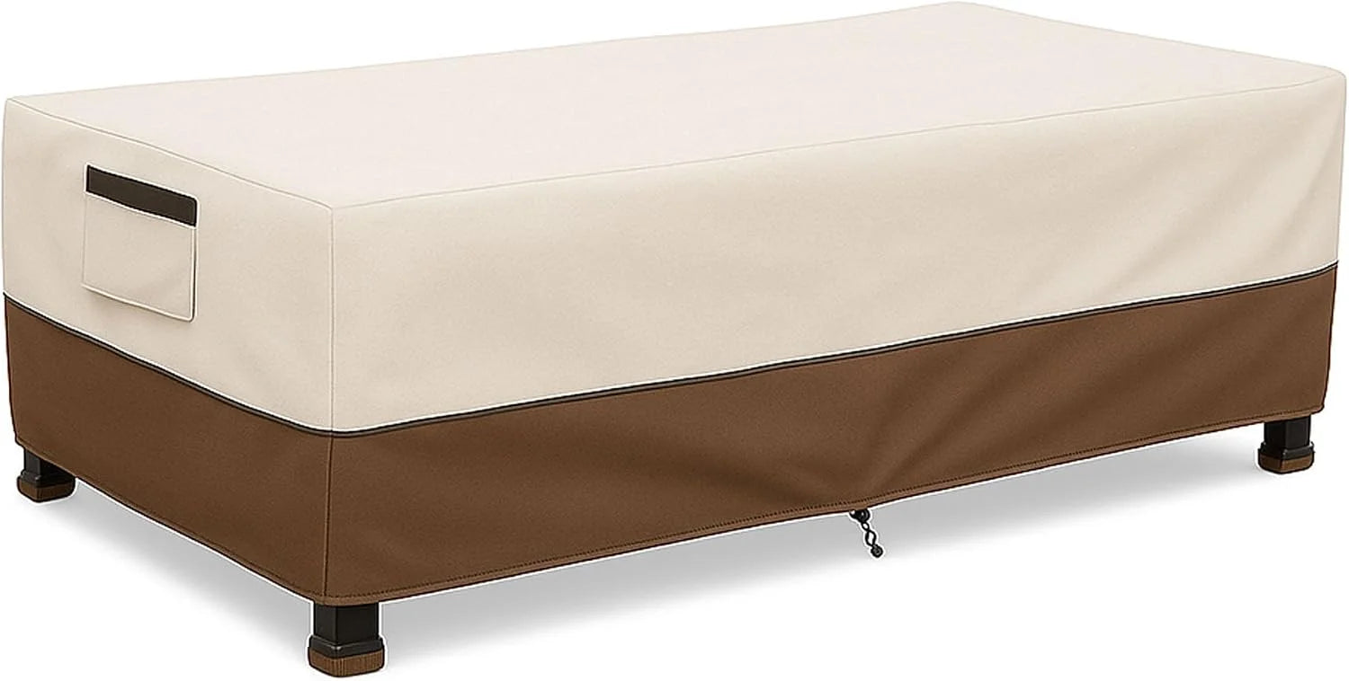 Discount Waterproof Patio Ottoman Cover, Square Outdoor Side Table Furniture Cover with Padded Handles - Image 3