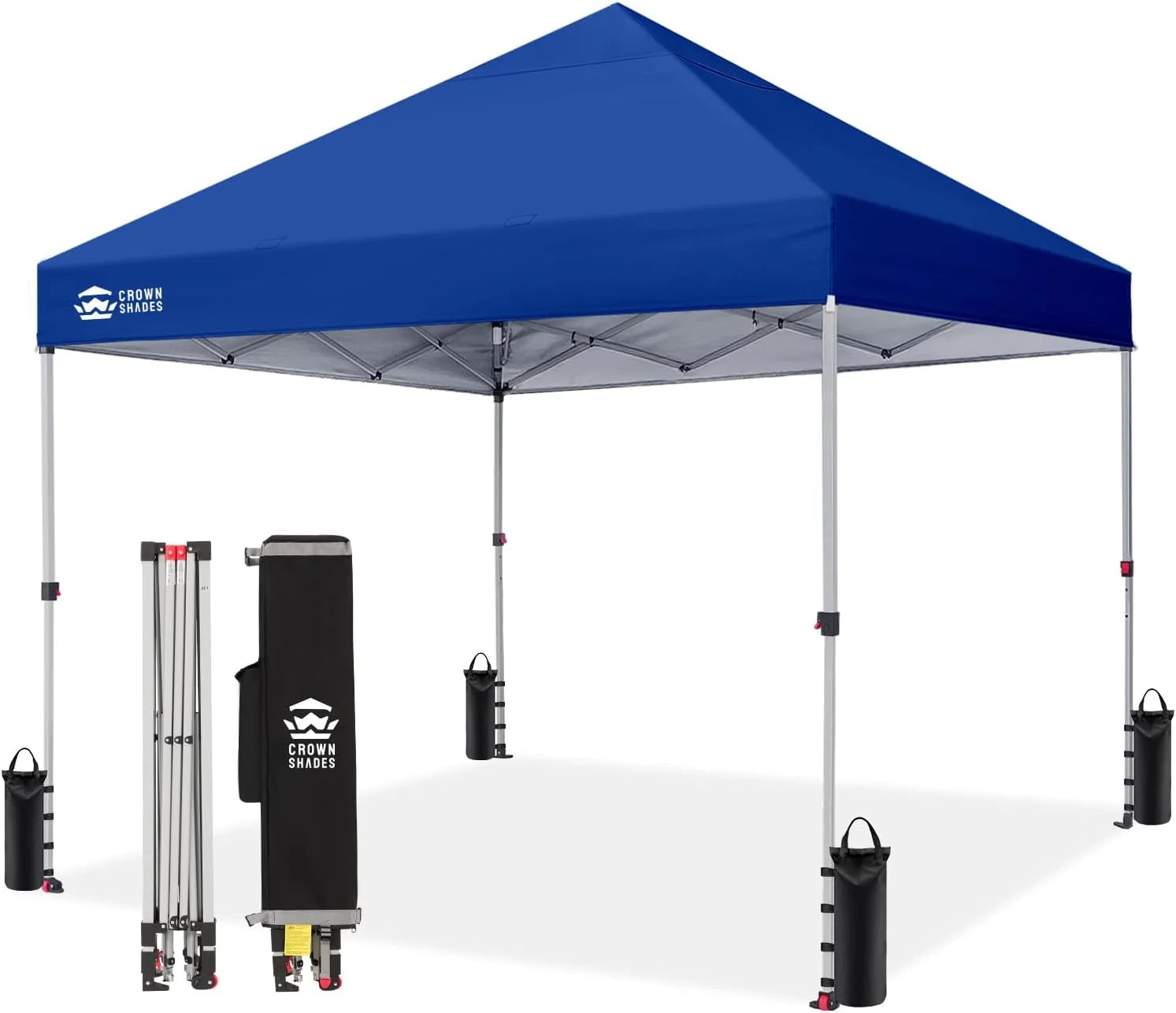 Discount CROWN SHADES 10×10 Pop Up Canopy, Patented CenterLok One Push Tent Canopy, 8 Stakes, 4 Ropes (10×10 - Image 5