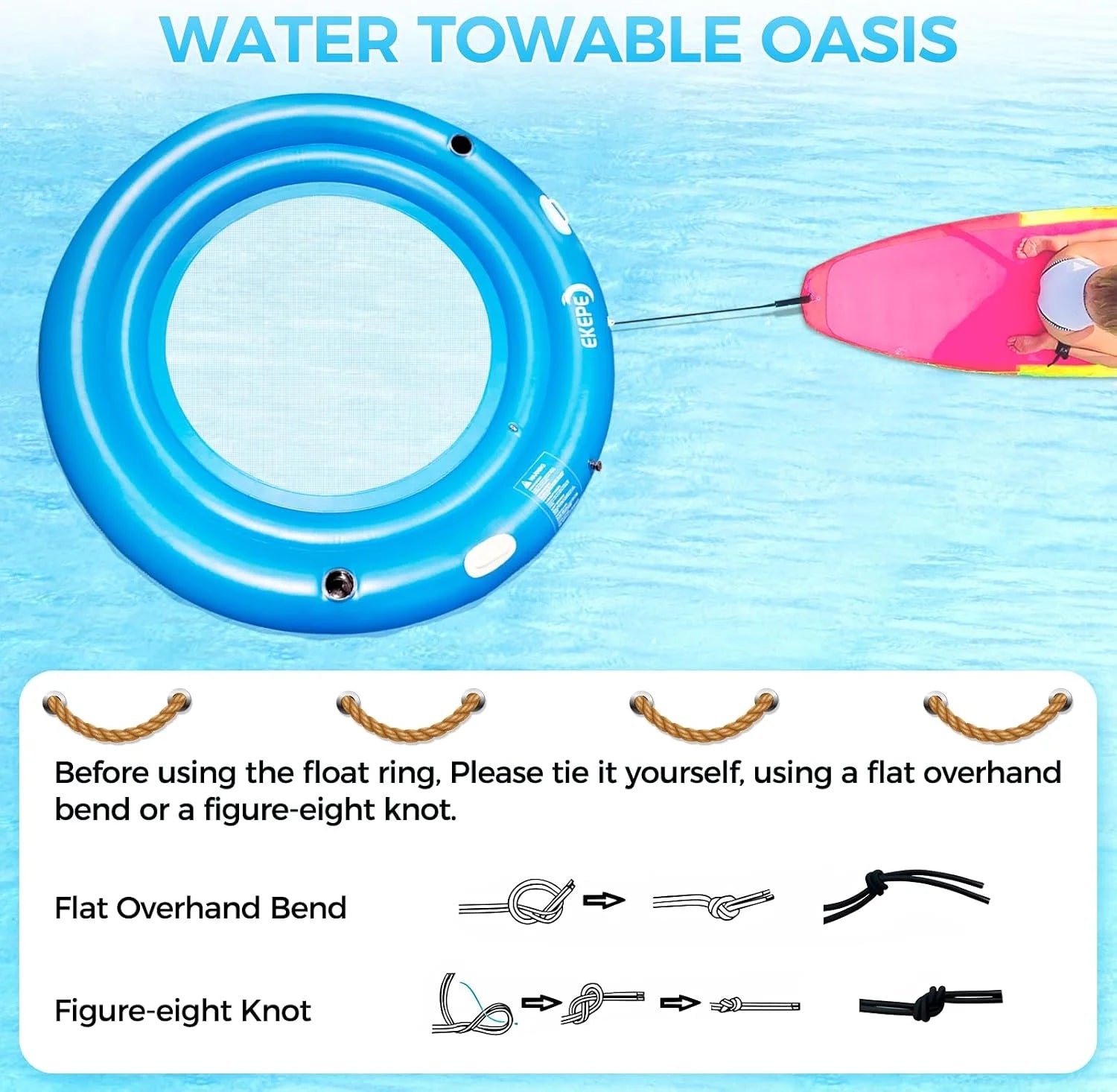 Lumi Discount Round Inflatable Water Hammock, 7ft Heavy Duty Tanning Pool Lounger Sunchill Float Ring - Image 5