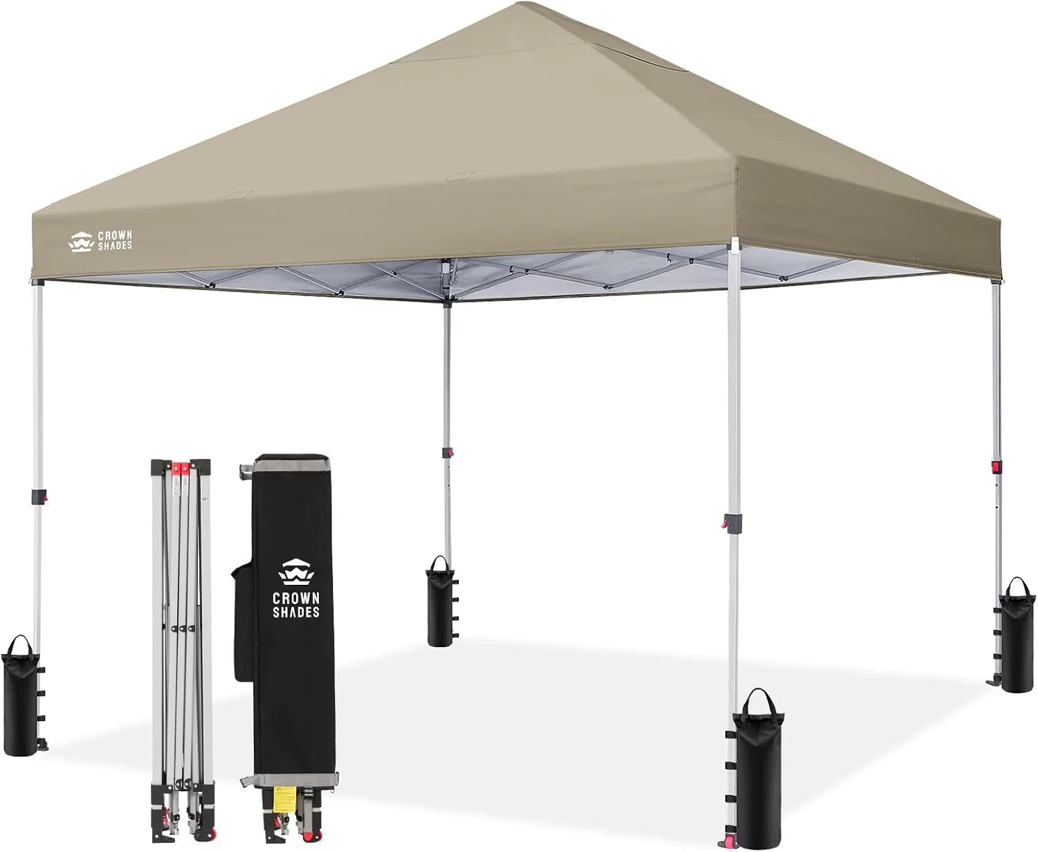 Discount CROWN SHADES 10×10 Pop Up Canopy, Patented CenterLok One Push Tent Canopy, 8 Stakes, 4 Ropes (10×10 - Image 11