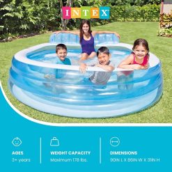Alternative view of Lumi Discount INTEX Swim Center Inflatable Family Lounge Pool: Built-In Bench " Cup Holder " 156 Gallon Capacity " 90 x 86 x 31 " Blue