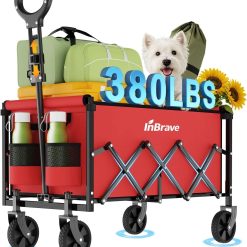 Lumi Discount Collapsible Wagon Cart with All-Terrain Wheels, 380LBS Capacity