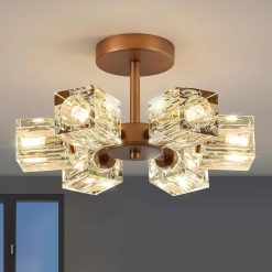 Alternative view of Discount Crystal Semi Flush Ceiling: Dining Room Bathroom Bedroom Chandelier