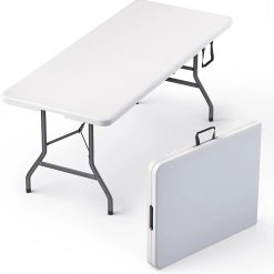 Alternative view of Lumi Discount Our Modern Space 8 Feet Foldable Table with Built in Handle & Steel Legs, Heavy Duty Portable