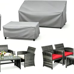 Discount STARTWO Patio Furniture Cover 4 Piece Set, Black, Regular