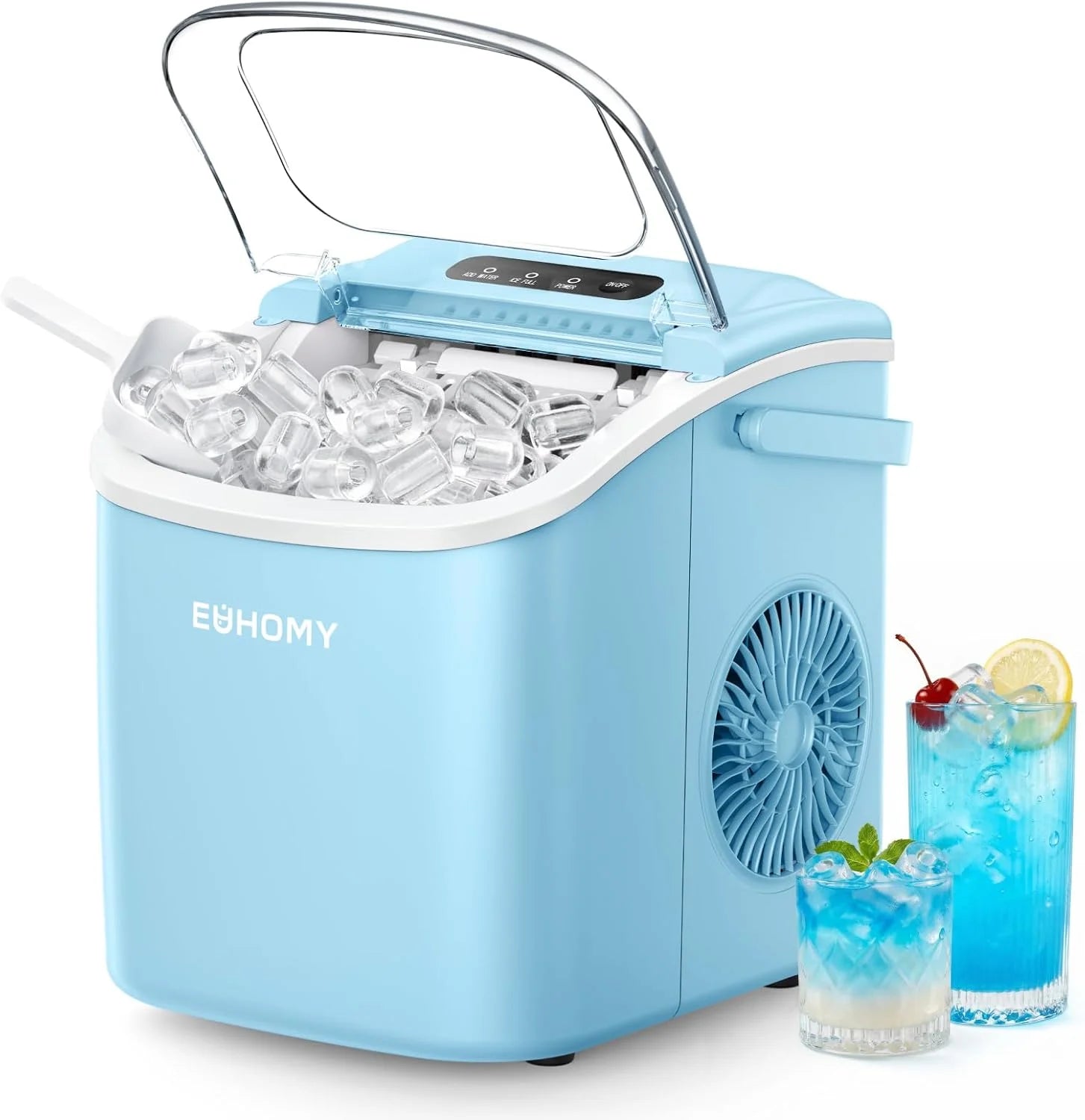 Discount Countertop Ice Maker Machine with Handle, 26lbs in 24Hrs, 9 Ice Cubes Ready in 6 Mins, Auto-Cleaning Portable Ice - Image 4