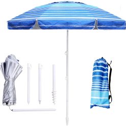 Alternative view of Discount 6ft Beach Umbrella – Heavy Duty Wind Resistant UV 50+ Portable Sun Shade with Sand Anchor & Carry Bag