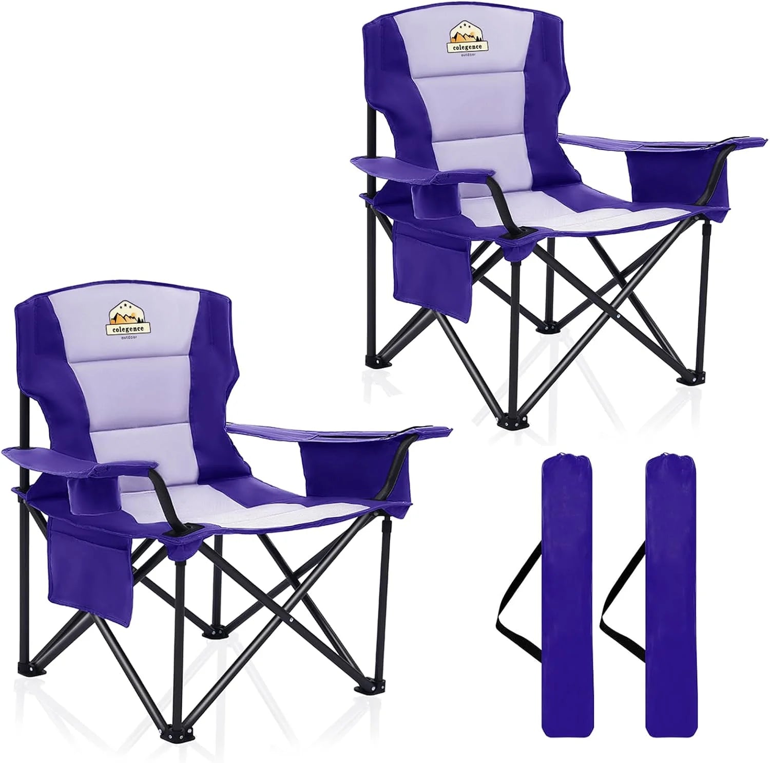 Discount Oversized Heavy Duty Camping Chairs 2 Pack, 450 LBS Support Extra Wide Folding Portable Outdoor Chair - Image 6