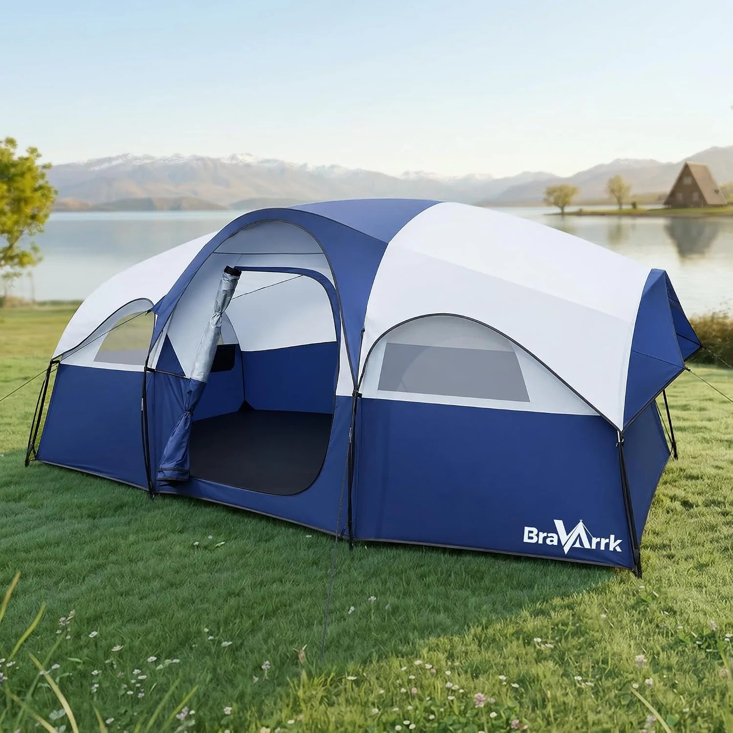 Lumi Discount Camping Tent for 8 Person, PU3000MM Waterproof Family Tent with Rainfly, Large Roomy 3 Room Camping Tents