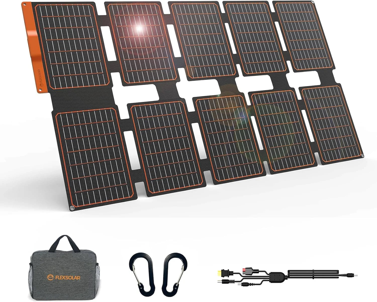 Lumi Discount FlexSolar 100W Portable Solar Panels Chargers with PD3.0 USB-C, QC3.0 USB-A and DC Outputs Foldable IP67 Waterproof