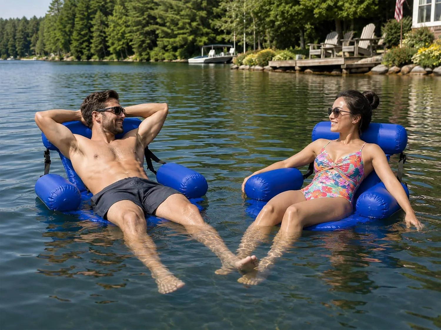 Discount 2-Pack Water Chair Inflatable Pool Float Lounges for Adults, Adjustable Reclining Water Chairs for Pool - Image 2