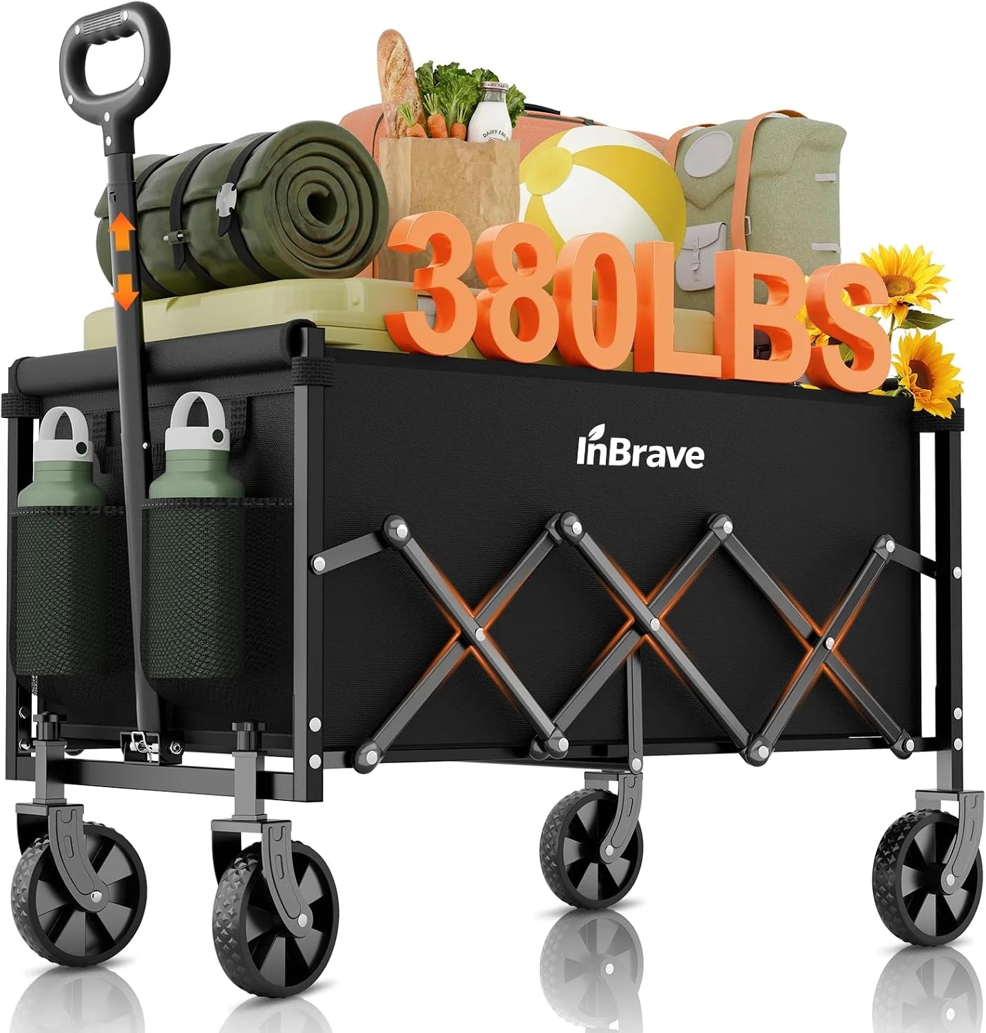 Lumi Discount Collapsible Wagon Cart with All-Terrain Wheels, 380LBS Capacity - Image 2