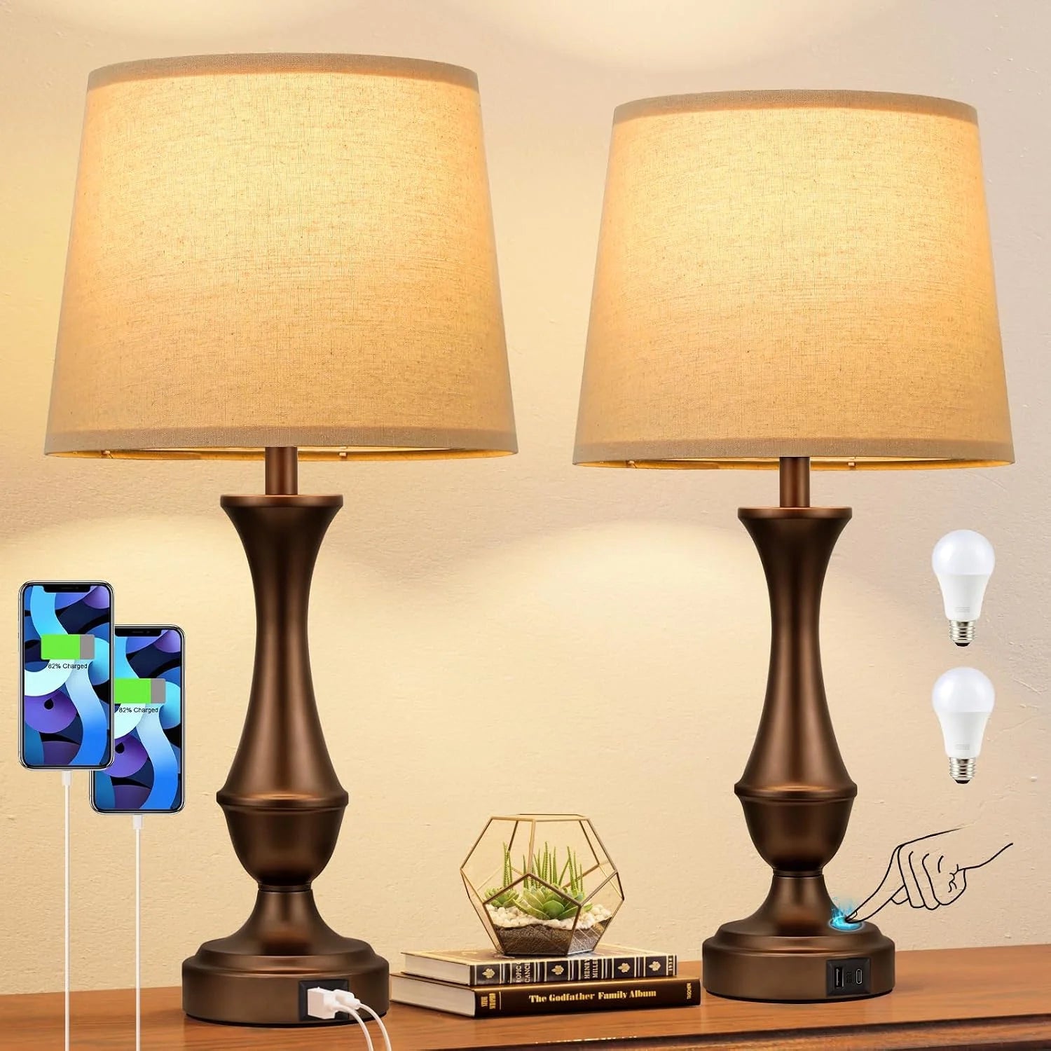 Discount Seealle Touch Lamps for Nightstand, Dimmable, Bulb Included - Image 11