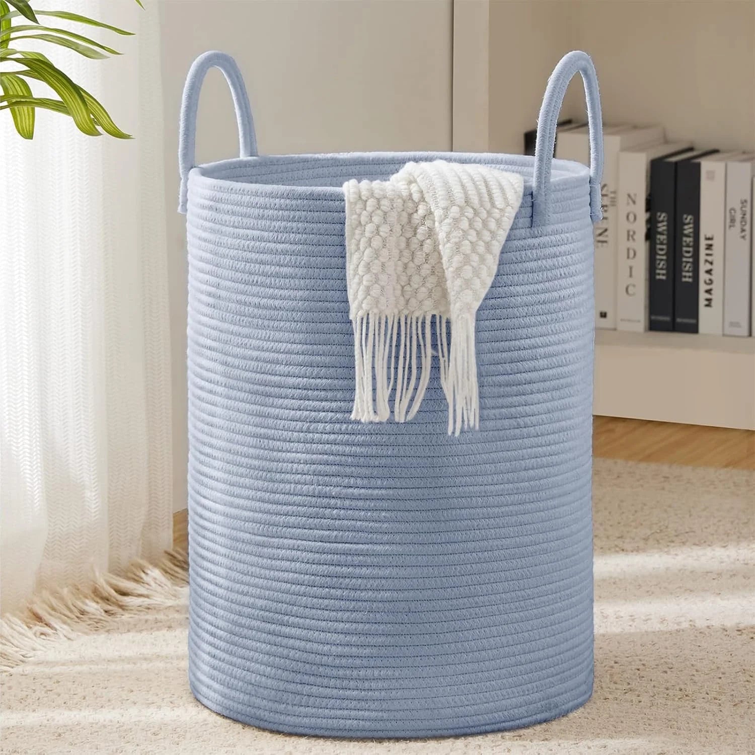Discount YOUDENOVA Jute Rope Laundry Hamper Basket, 58L Blanket Basket for Nursery, Large Woven Laundry Hamper with Sturdy - Image 14