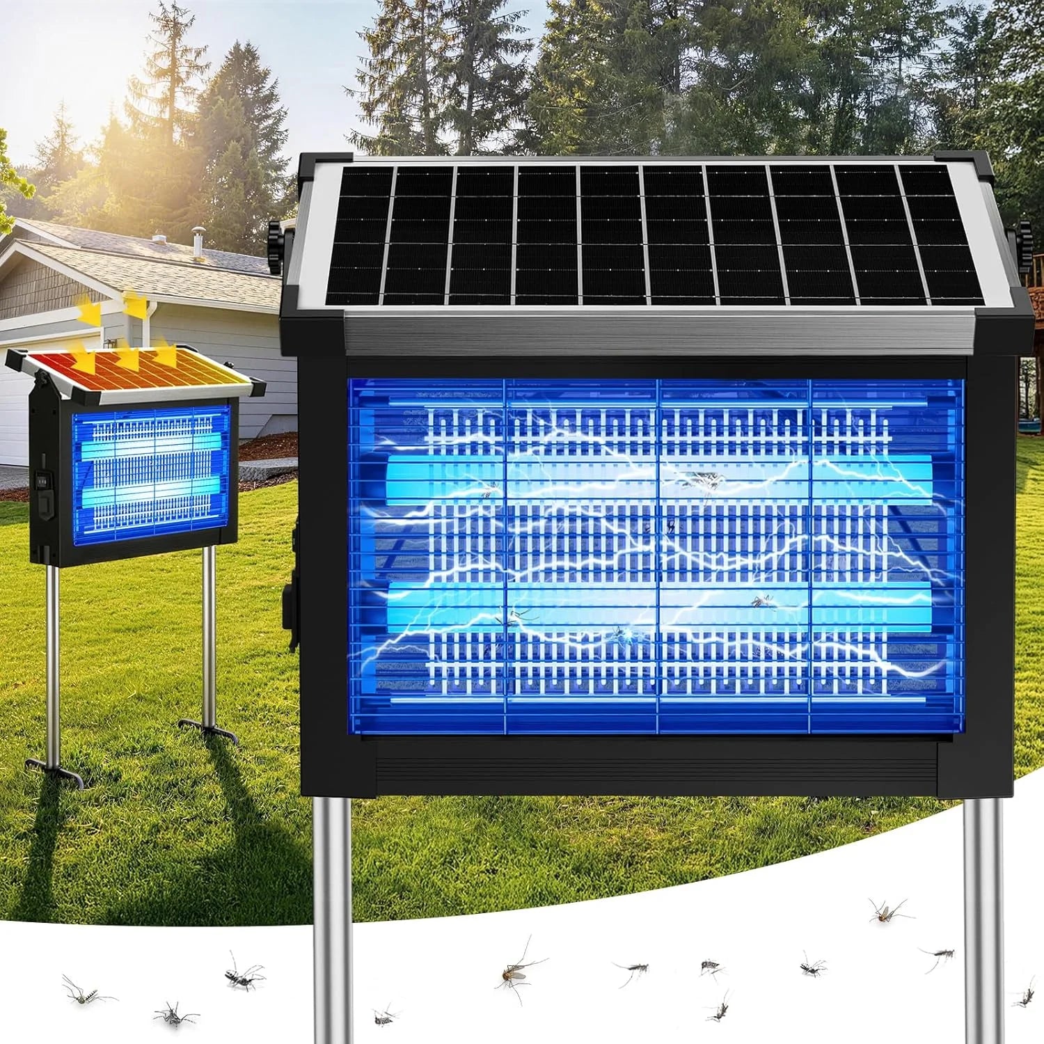 Discount Solar Bug Zapper Outdoor, 4500V Solar Mosquito Zapper for Outdoor & Indoor, 1/2 Acre Coverage Cordless Rechargeable - Image 2