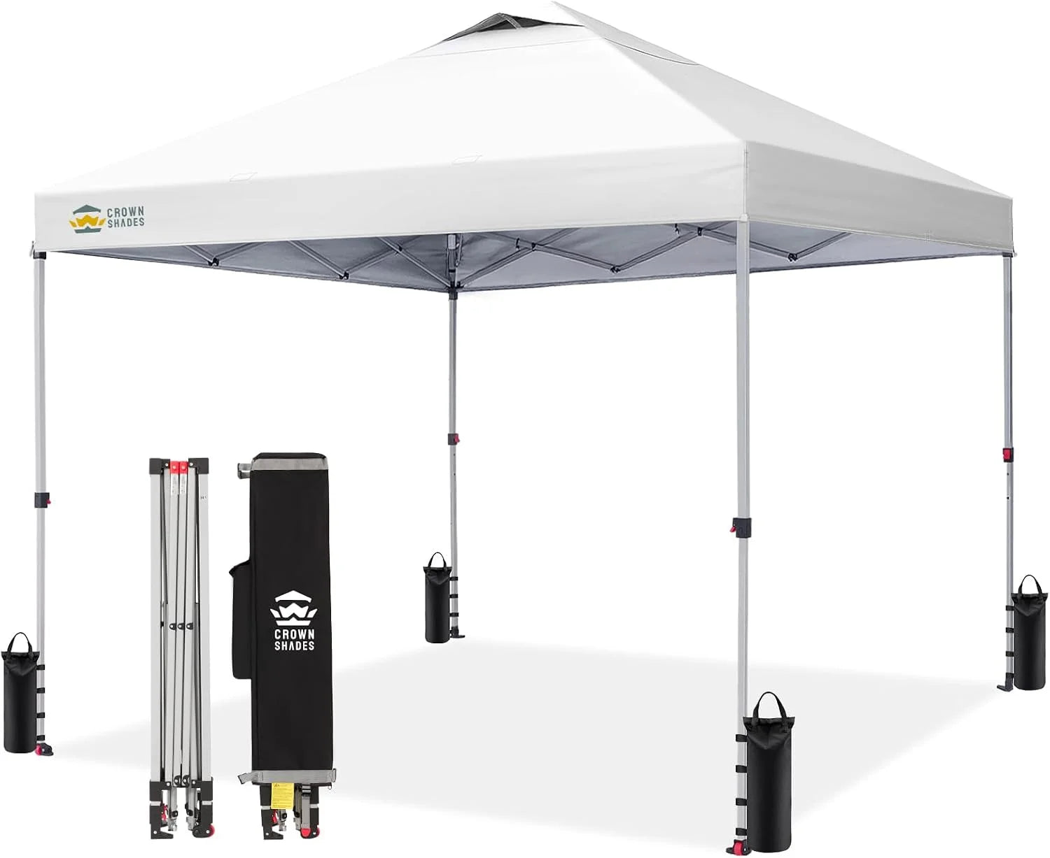 Discount CROWN SHADES 10×10 Pop Up Canopy, Patented CenterLok One Push Tent Canopy, 8 Stakes, 4 Ropes (10×10 - Image 25