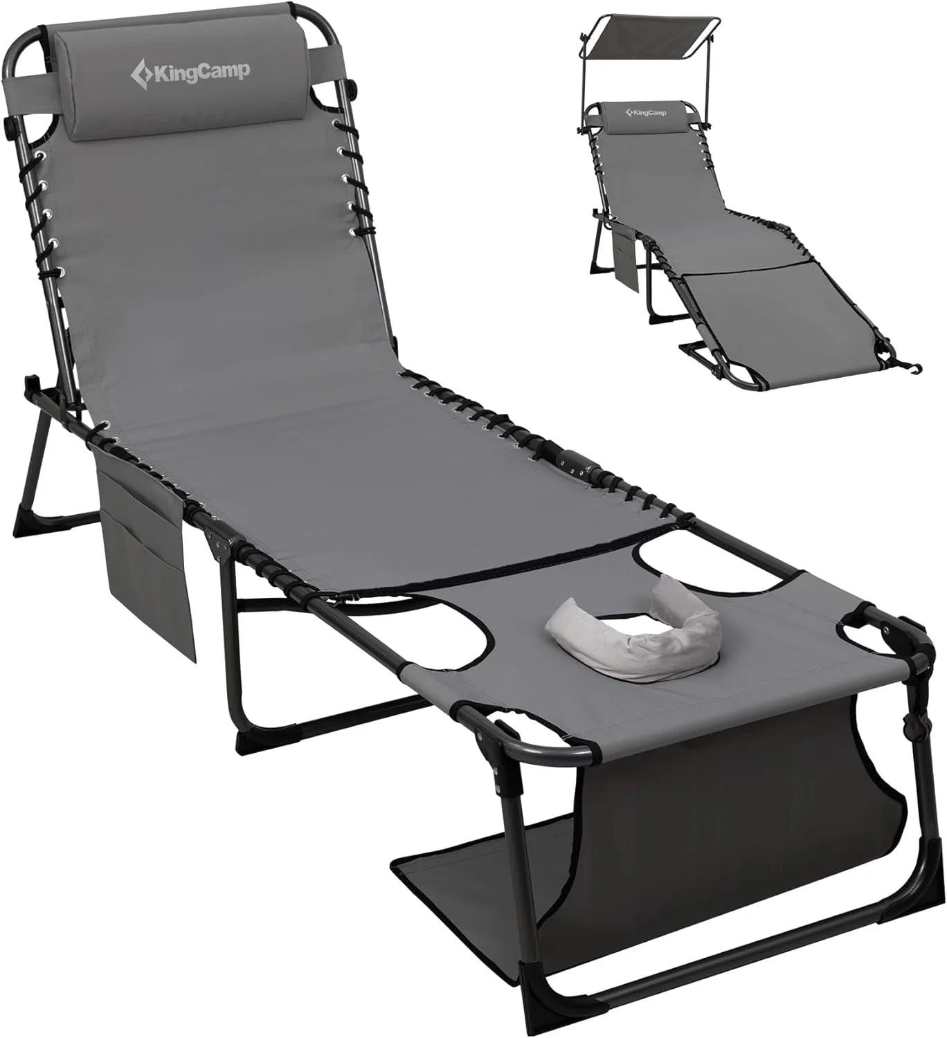 Lumi Discount Lounge Chair with face Hole & Canopy Shade, 400LBS Folding Portable Tanning Chair with face Hole - Image 7