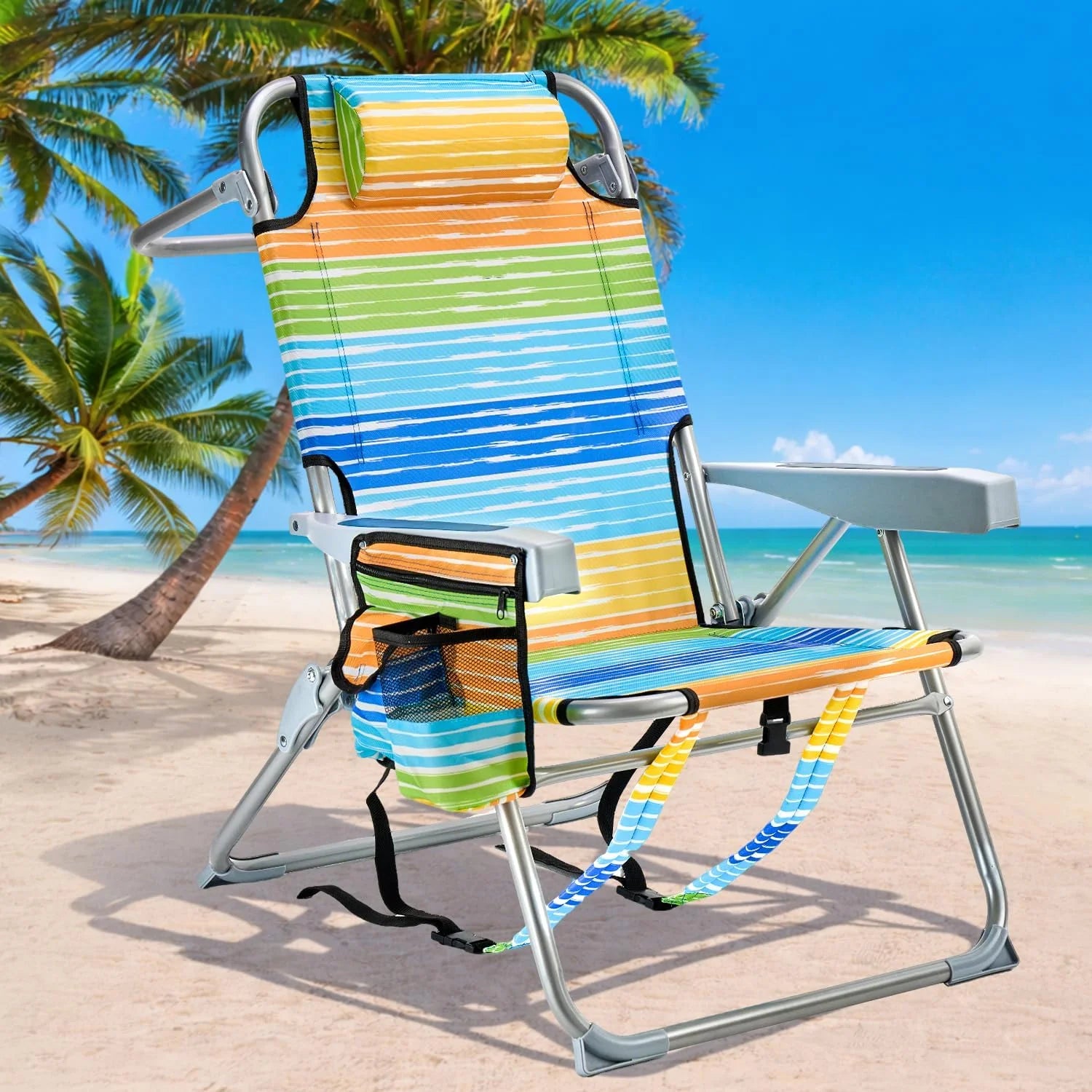Lumi Discount GVDV 2 Pack Backpack Beach Chairs for Adults, Mid-Height Foldable Chair with Lay Flat Position - Image 5