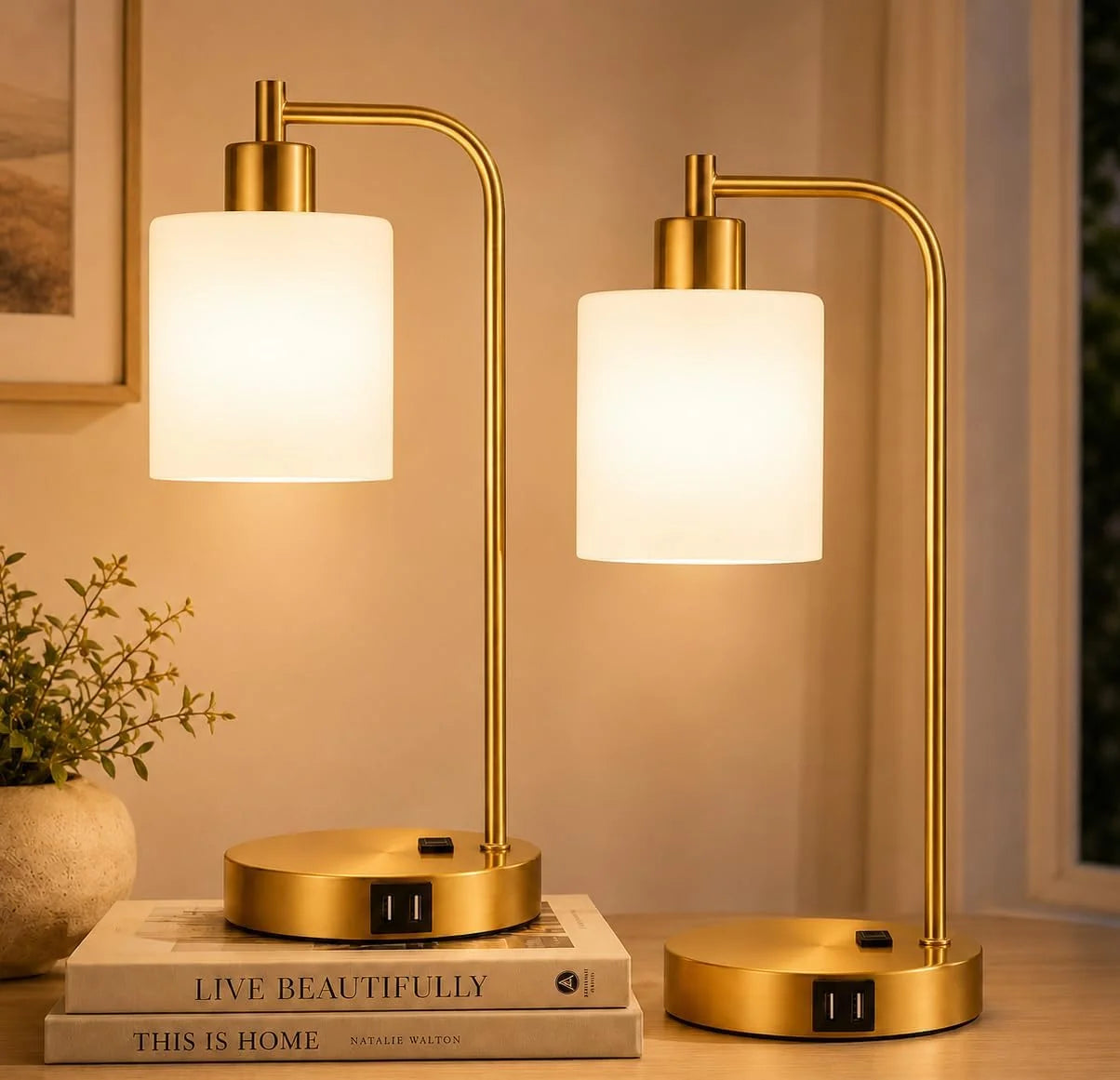 Discount Set of 2 Industrial Touch Control Table Lamps with USB C+A Ports and AC Outlet, Dimmable, Bulb Included - Image 4