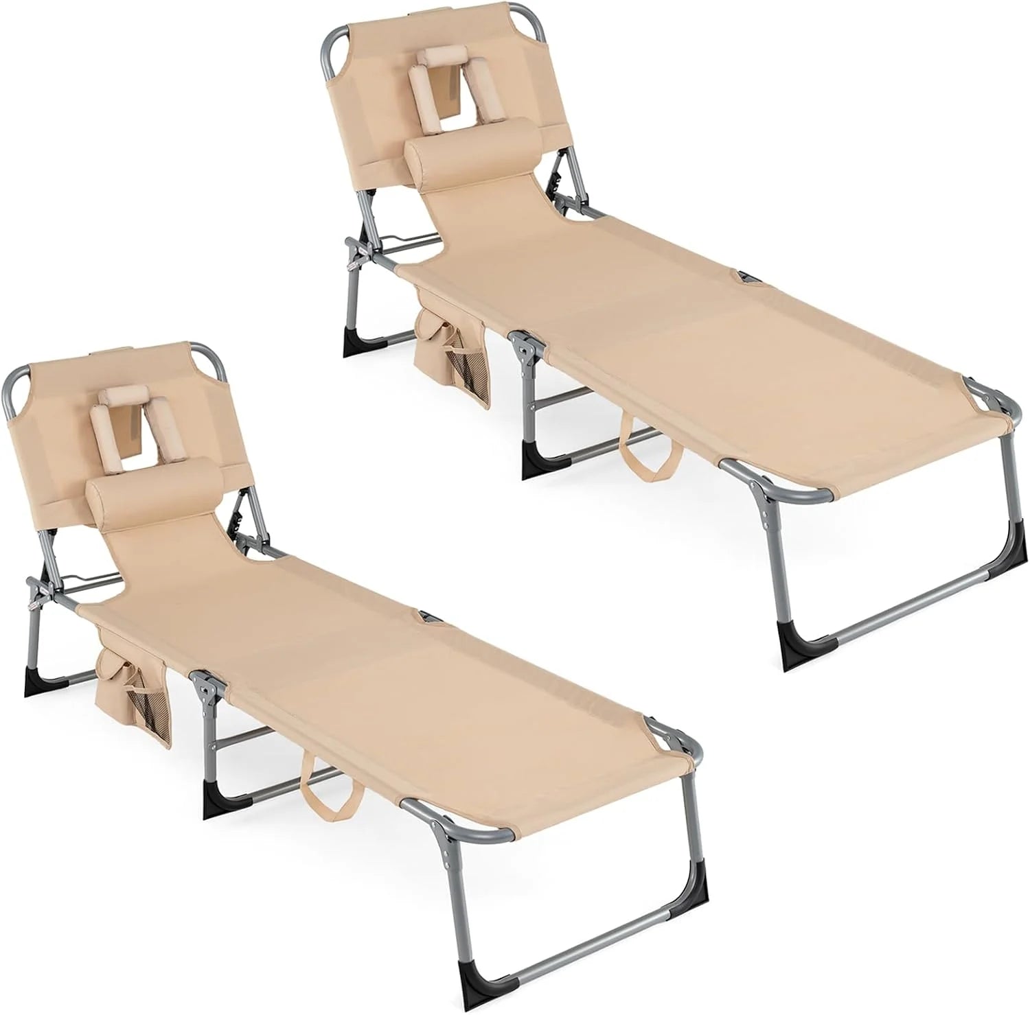 Lumi Discount Tanning Chair with Face Hole, Folding Beach Lounge Chair with 4-Position Adjustable Backrest, Camping (1 - Image 11