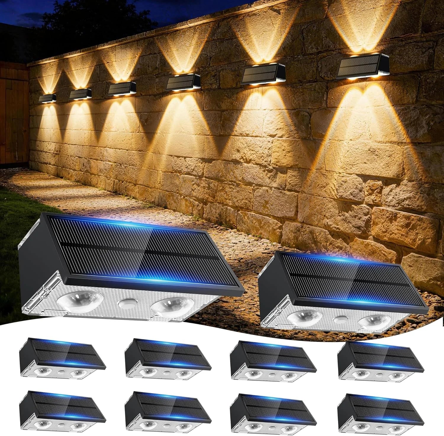 Lumi Discount Toeuie Solar Fence Lights Outdoor, 10 Pack 100LM Fence Lights Solar Powered Waterproof, 9 Color Modes - Image 5