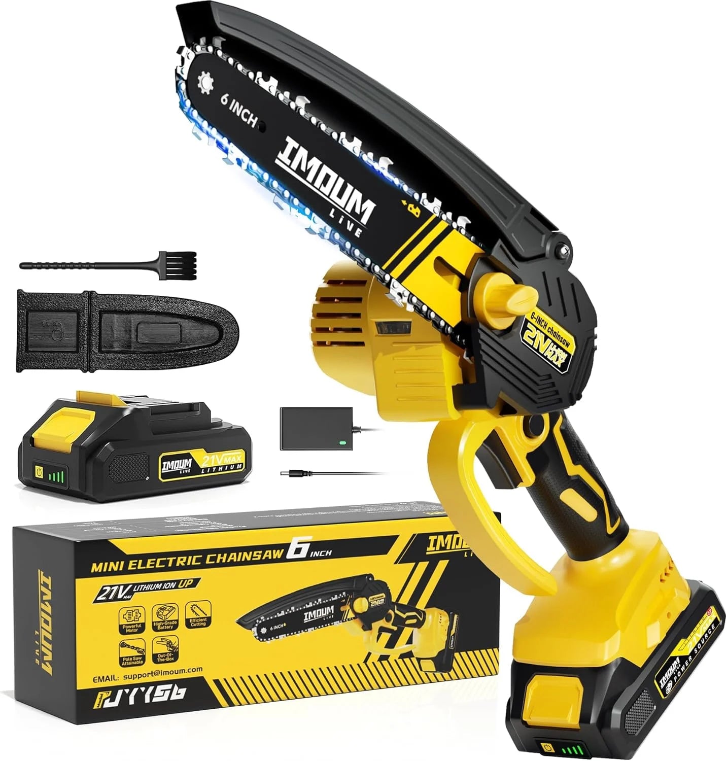 Discount Mini Chainsaw Cordless, 21V 2.0Ah Battery Powered Electric Pruning Saw, One-Hand Chain Saw for Tree Trimming - Image 2