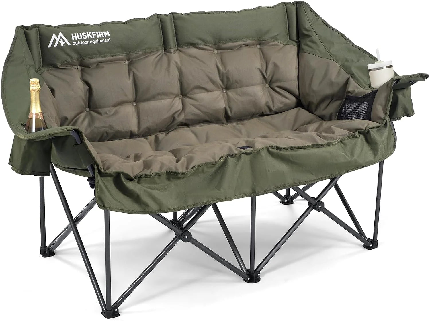 Lumi Discount Camping Chairs Padded Loveseat Chair for 2 Person, Heavy Duty Oversized Camping Couch for Adults Outdoor Lawn
