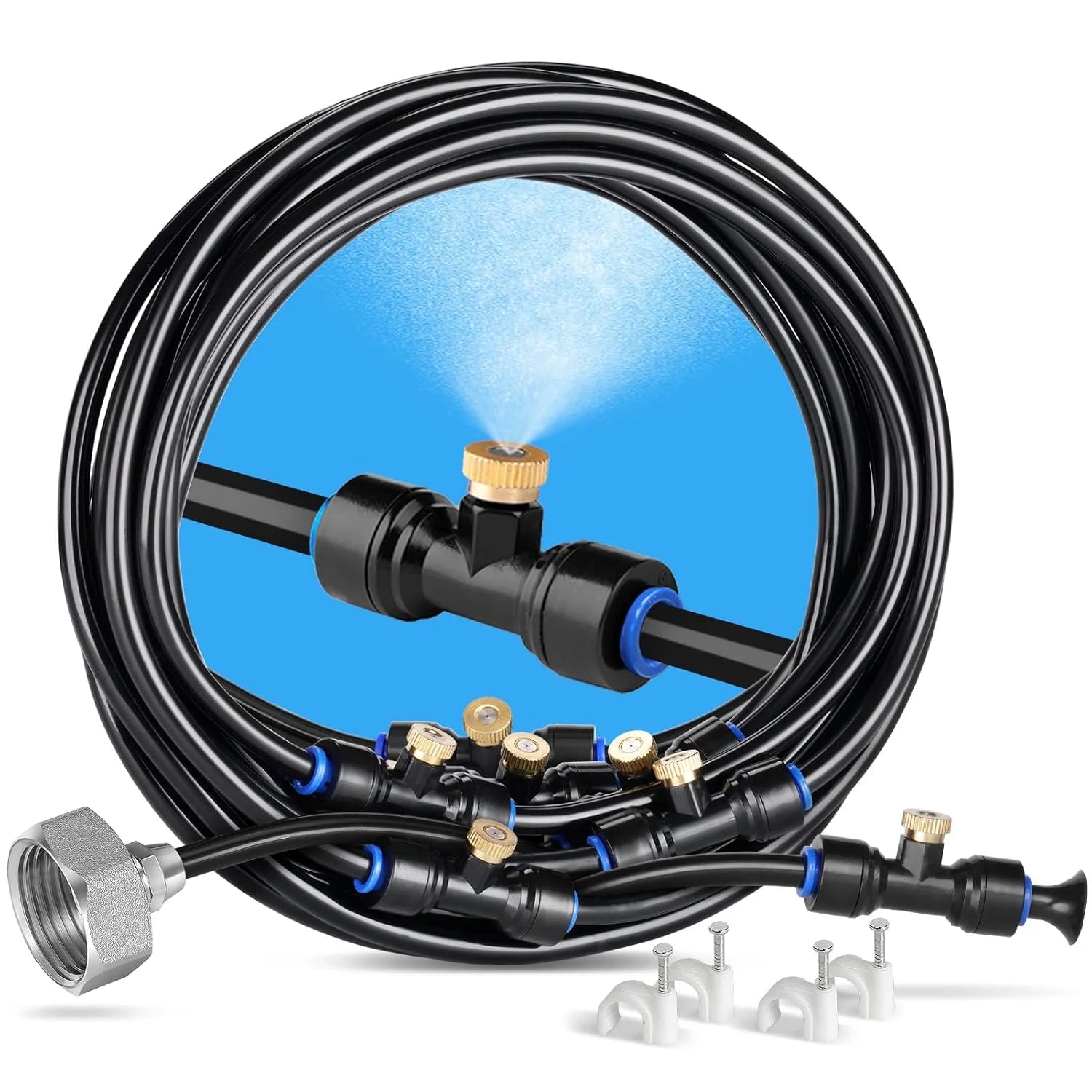 Discount homenote Misting Cooling System 75FT(23M) Pre-Assembled Kit with 28 Brass Nozzles & 3/4 Brass Adapter - Image 3