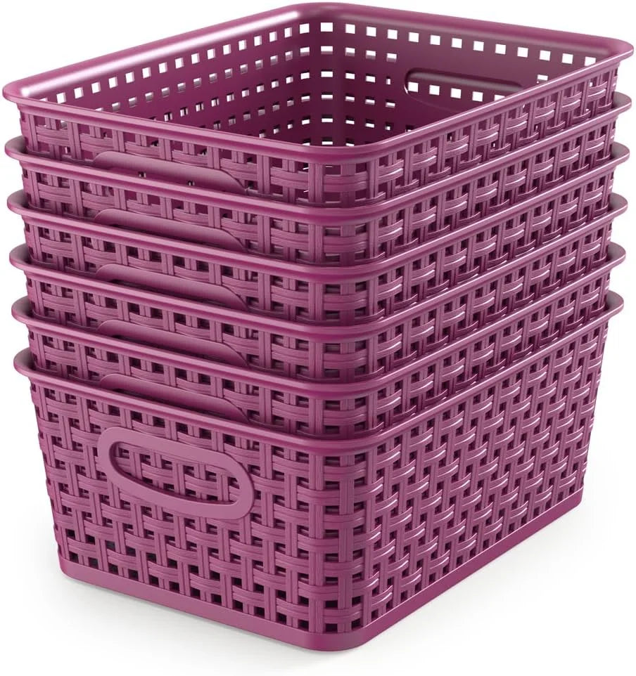 Discount Organizer Baskets, Grey 6-Pack Plastic Woven Baskets, 10.1 x 7.55 x 4.1 - Image 5