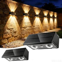 Discount Toeuie Solar Fence Lights Outdoor, 10 Pack 100LM Fence Lights Solar Powered Waterproof, 9 Color Modes