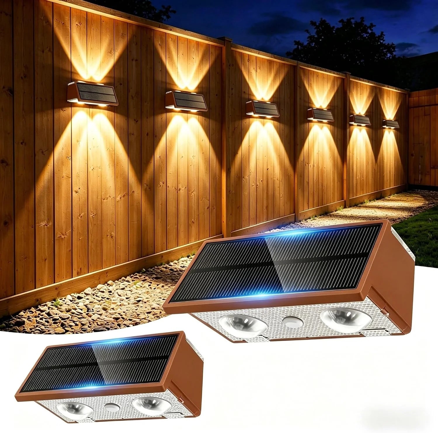 Lumi Discount Toeuie Solar Fence Lights Outdoor, 10 Pack 100LM Fence Lights Solar Powered Waterproof, 9 Color Modes - Image 4