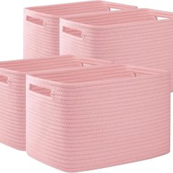 Alternative view of Discount 4 Pack Storage Baskets for Organizing, Cube Storage Bins for Shelves, Rectangle Storage Baskets With Handles