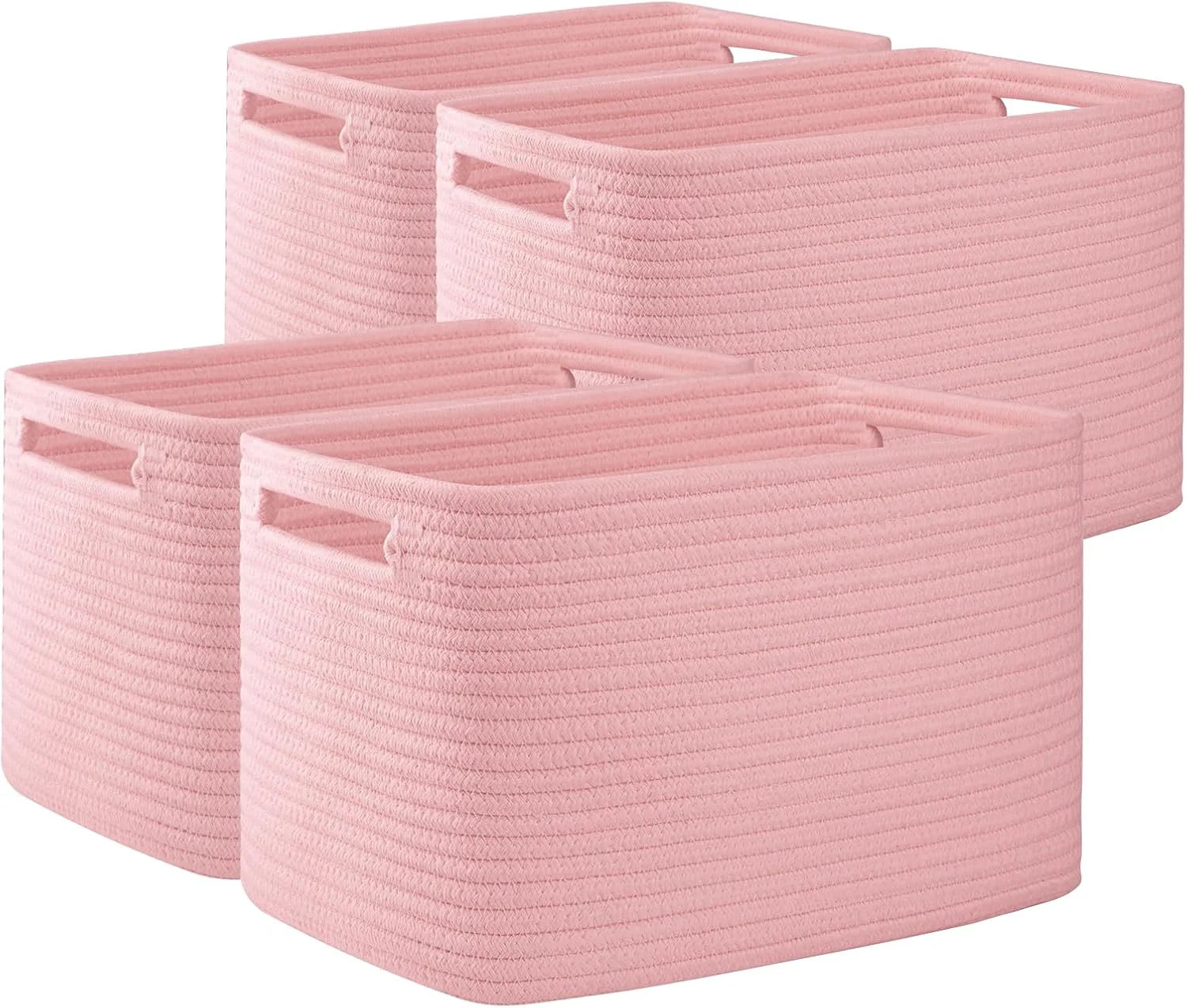 Discount 4 Pack Storage Baskets for Organizing, Cube Storage Bins for Shelves, Rectangle Storage Baskets With Handles - Image 2