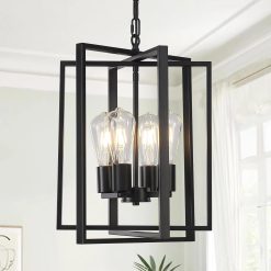 Alternative view of Discount Black Farmhouse Modern Chandelier Light Fixture for Dining Room, 3 Light