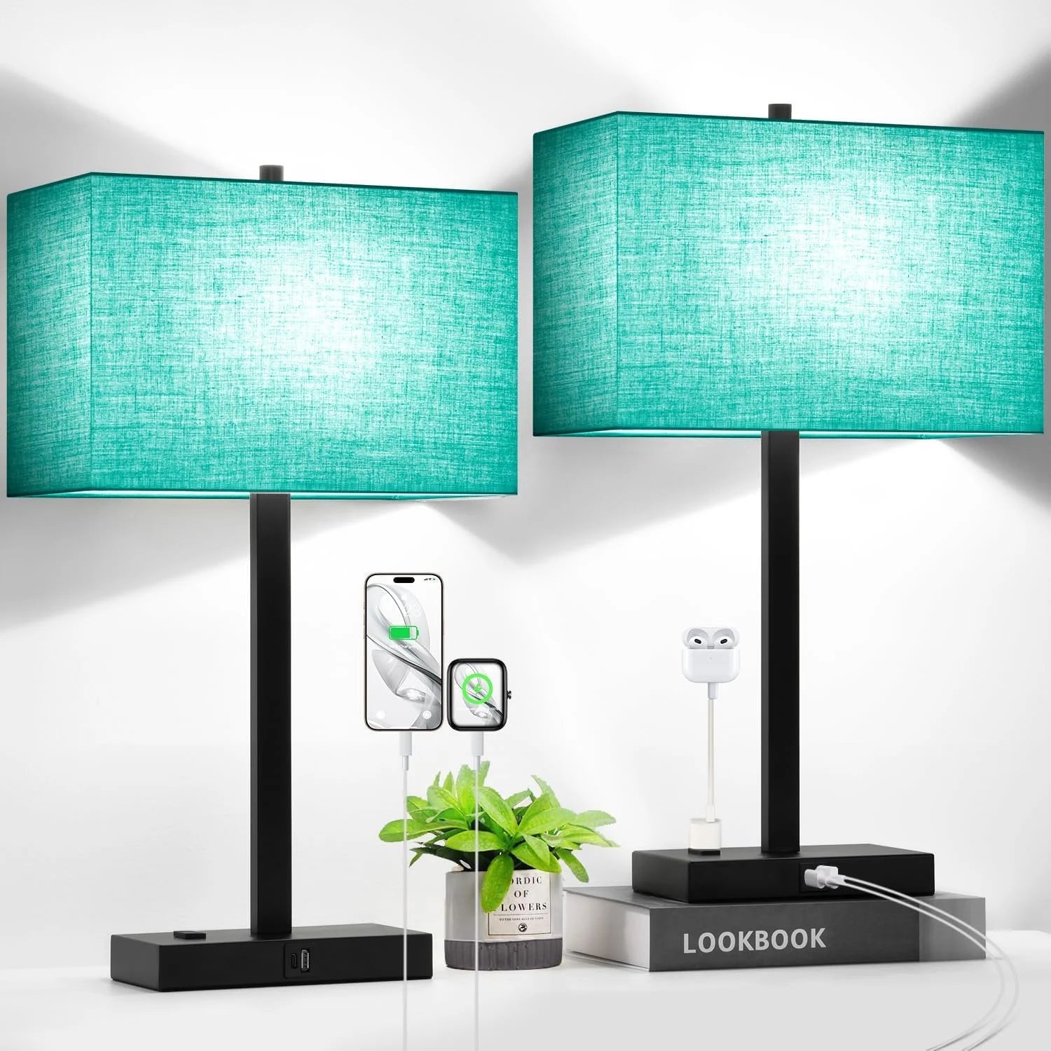 Discount Touch Bedside lamps with 2 USB & AC Outlets, Dimmable, Bulb Included - Image 8